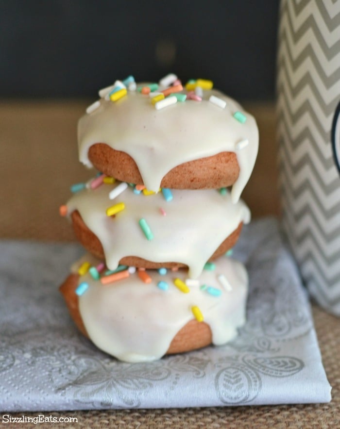 vanilla mini jimmy donuts stacked