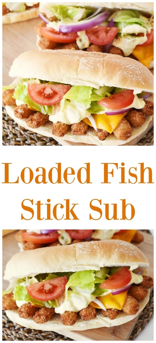 Loaded Fish Stick Subs are amazing! Homemade Tarter Sauce and fresh veggies pair so well with the melted cheese on @GortonsSeafood Crunchy Fish Sticks. AD 