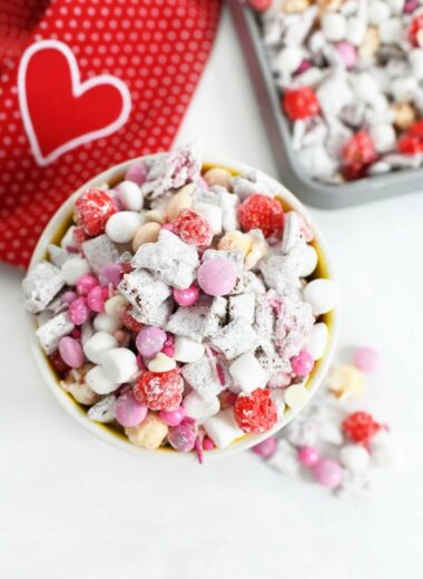 Cupid Crunch in a bowl near a red heart napkin