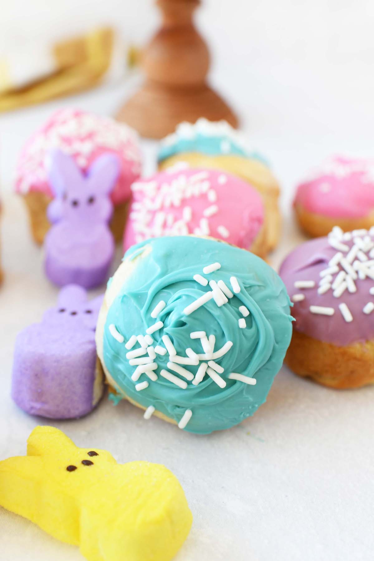 Peeps Magic Rolls - Peeps stuffed crescent rolls with colorful candy toppings. 