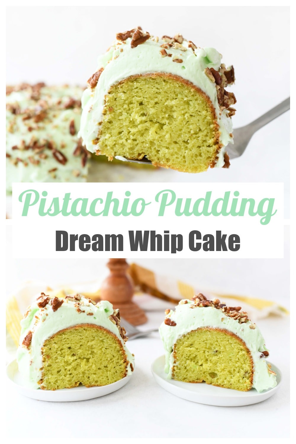 Frosted Pistachio Cake with Pudding Mix