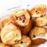 Leftover ham crescents in a basket.